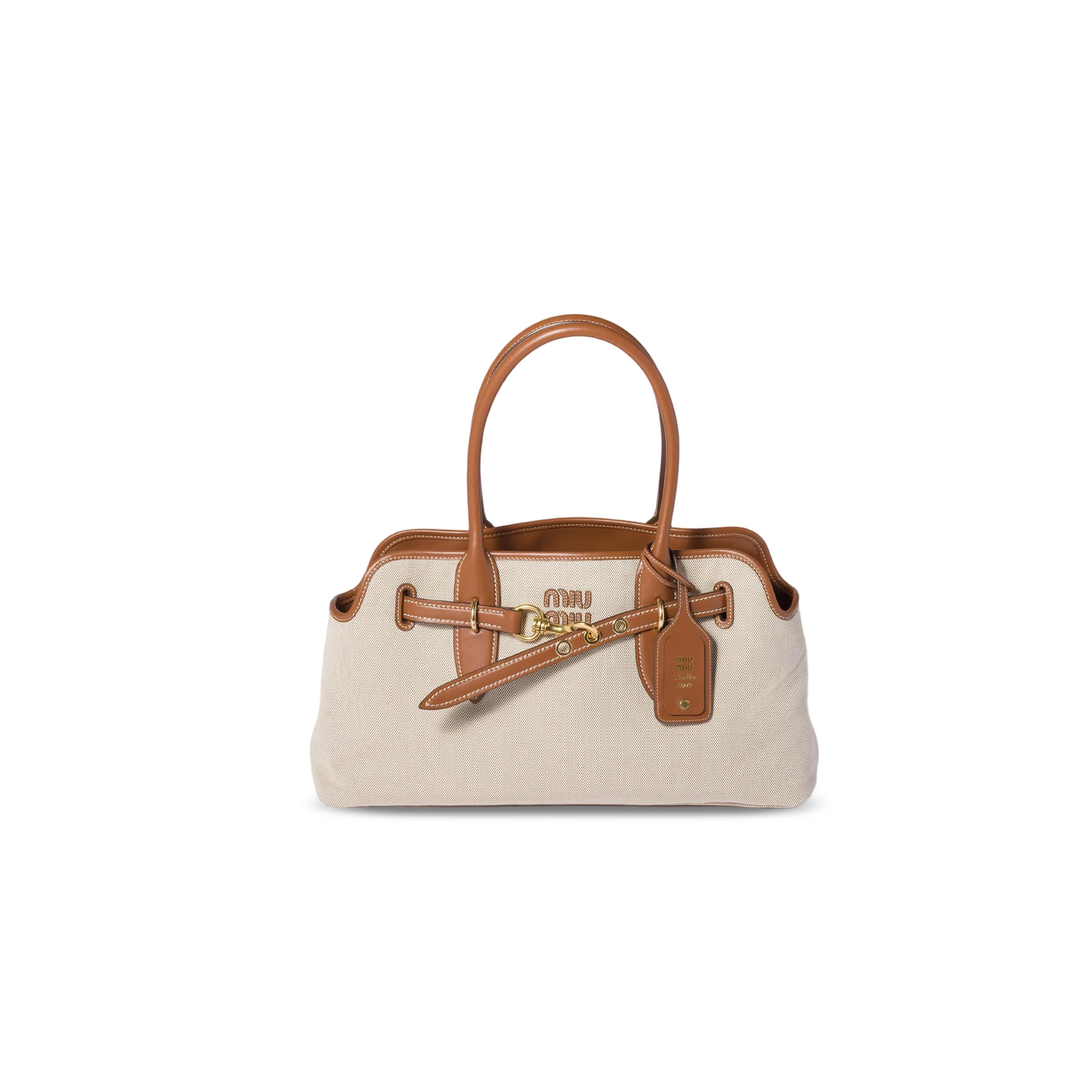 MIU MIU AVENTURE CANVAS AND LEATHER BAG 5BG310 (44*22.5*14.5cm)